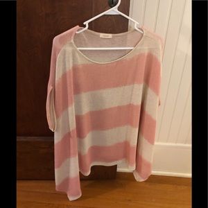 EUC Oddy Pink Striped knit Poncho Top
